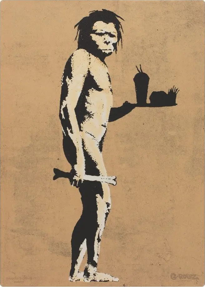 TELA FASTFOOD CAVEMAN BANKSY'S GRAFFITI G-ROLLZ