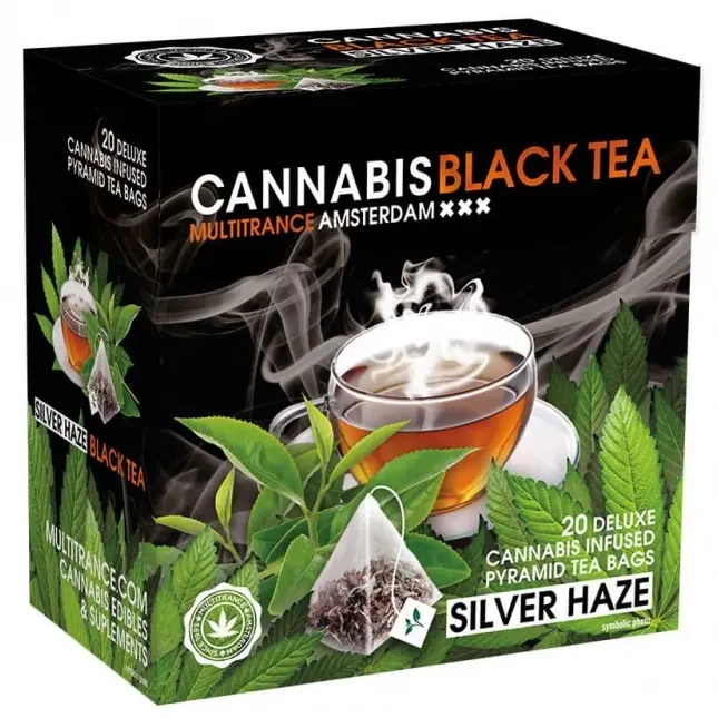 BLACK TEA CANNABIS SILVER HAZE MULTITRANCE (Scatola da 20 bustine di tè Pyramid)