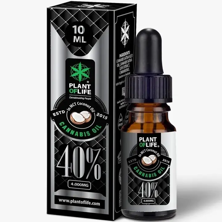 OLIO CON CBD AL 40% CON OLIO DI COCCO MCT Flacone da 10ml PLANT OF LIFE