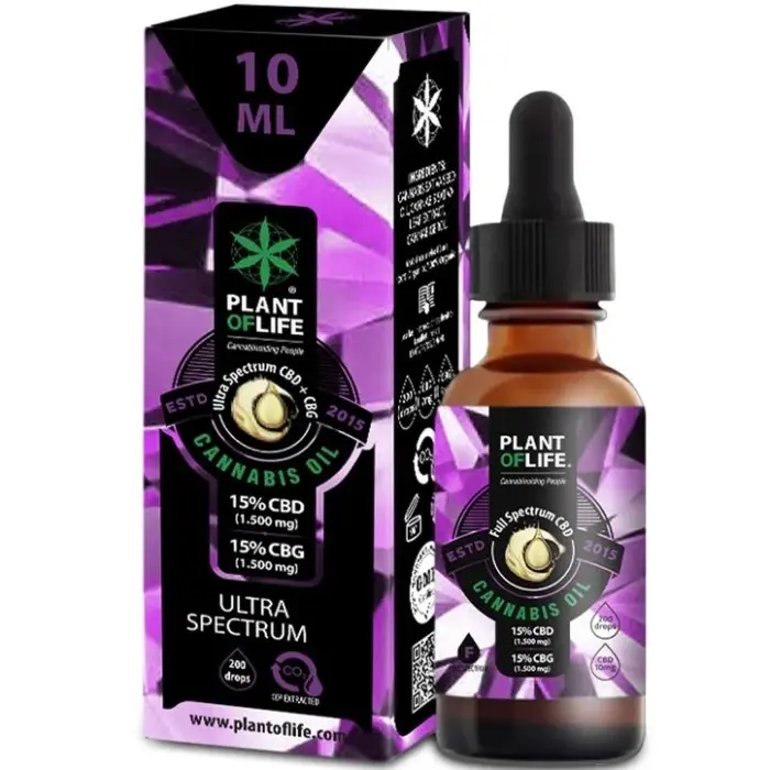 OLIO CON CBD AL 15% e CBG AL 15% ULTRA SPECTRUM Flacone da 10ml PLANT OF LIFE