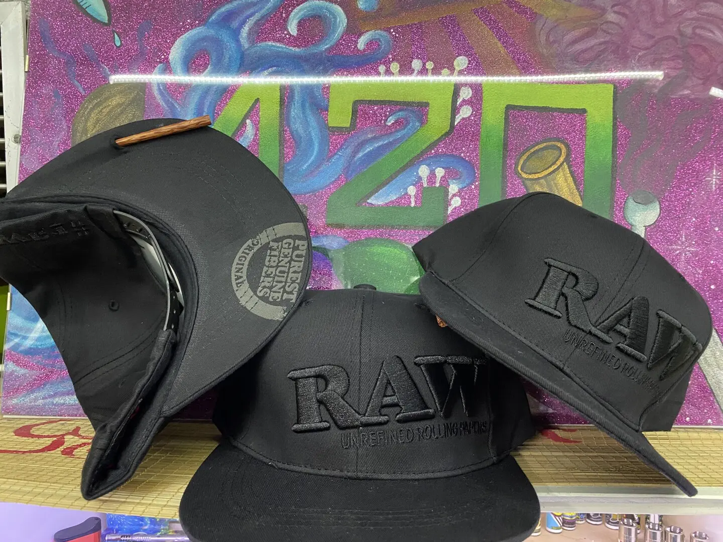 RAW CAPPELLINO DA BASEBALL FLAT BRIM SNAPBACK BLACK ON BLACK